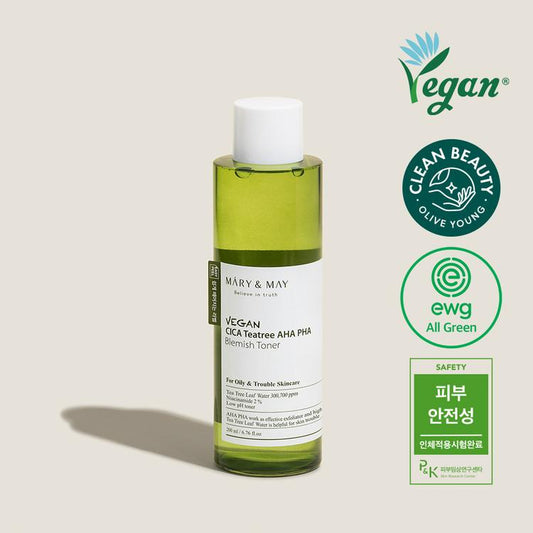 [MARY&amp;MAY] Веганский тоник для проблемной кожи CICA Tea Tree AHA PHA - 200 мл