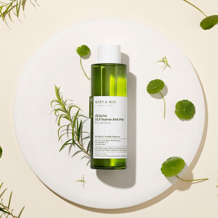 [MARY&amp;MAY] Веганский тоник для проблемной кожи CICA Tea Tree AHA PHA - 200 мл