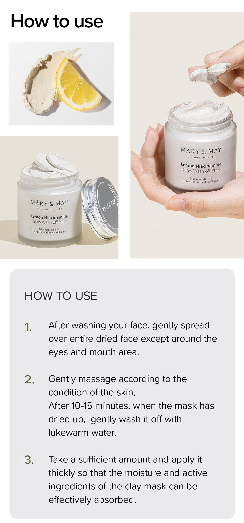[MARY&amp;MAY] Лимонный ниацинамид Glow Wash Off Pack 125 г