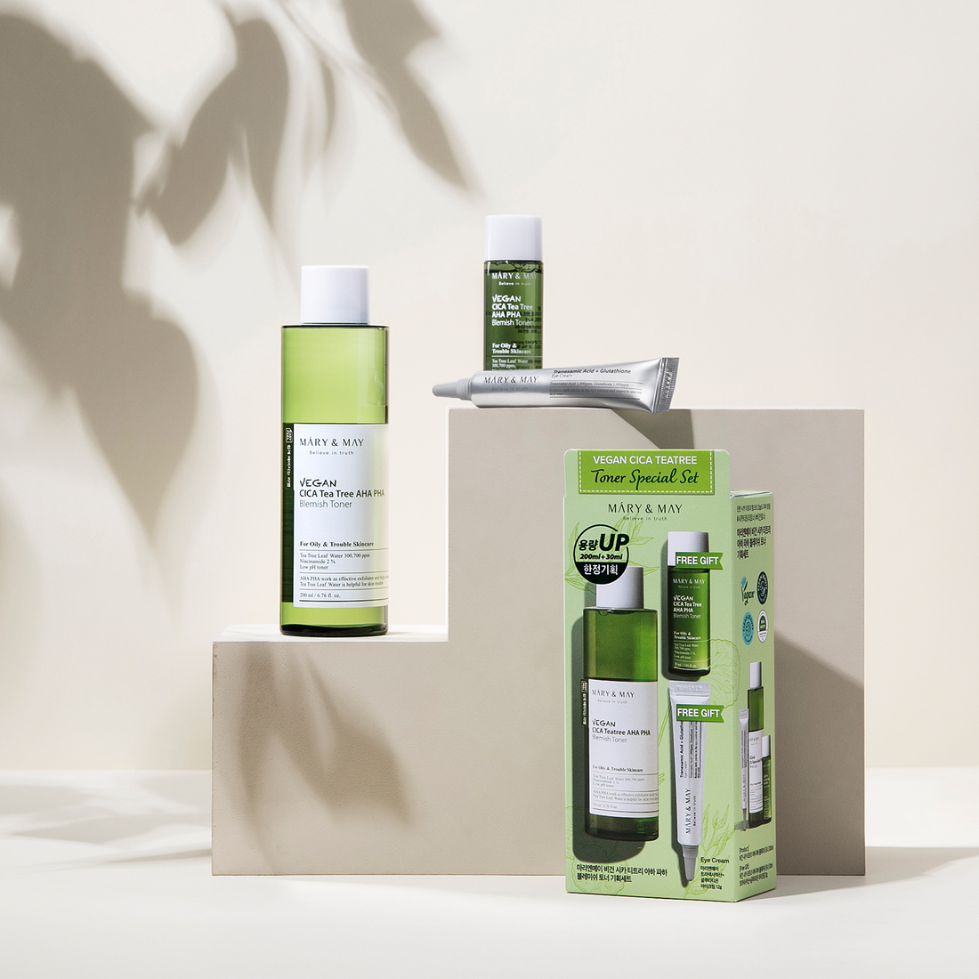 [Mary&amp;May] Специальный набор тоников Vegan CICA Tea Tree Toner (200 мл+30 мл+крем для век 12 г)