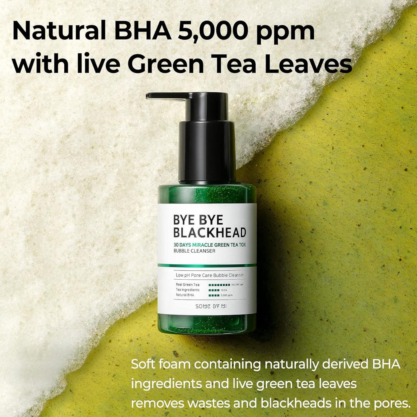 [SomeByMi] BYE ​​BY BLACKHEAD 30 DAYS MIRACLE GREEN TEA TOX BUBBLE CLEANSER 120 г