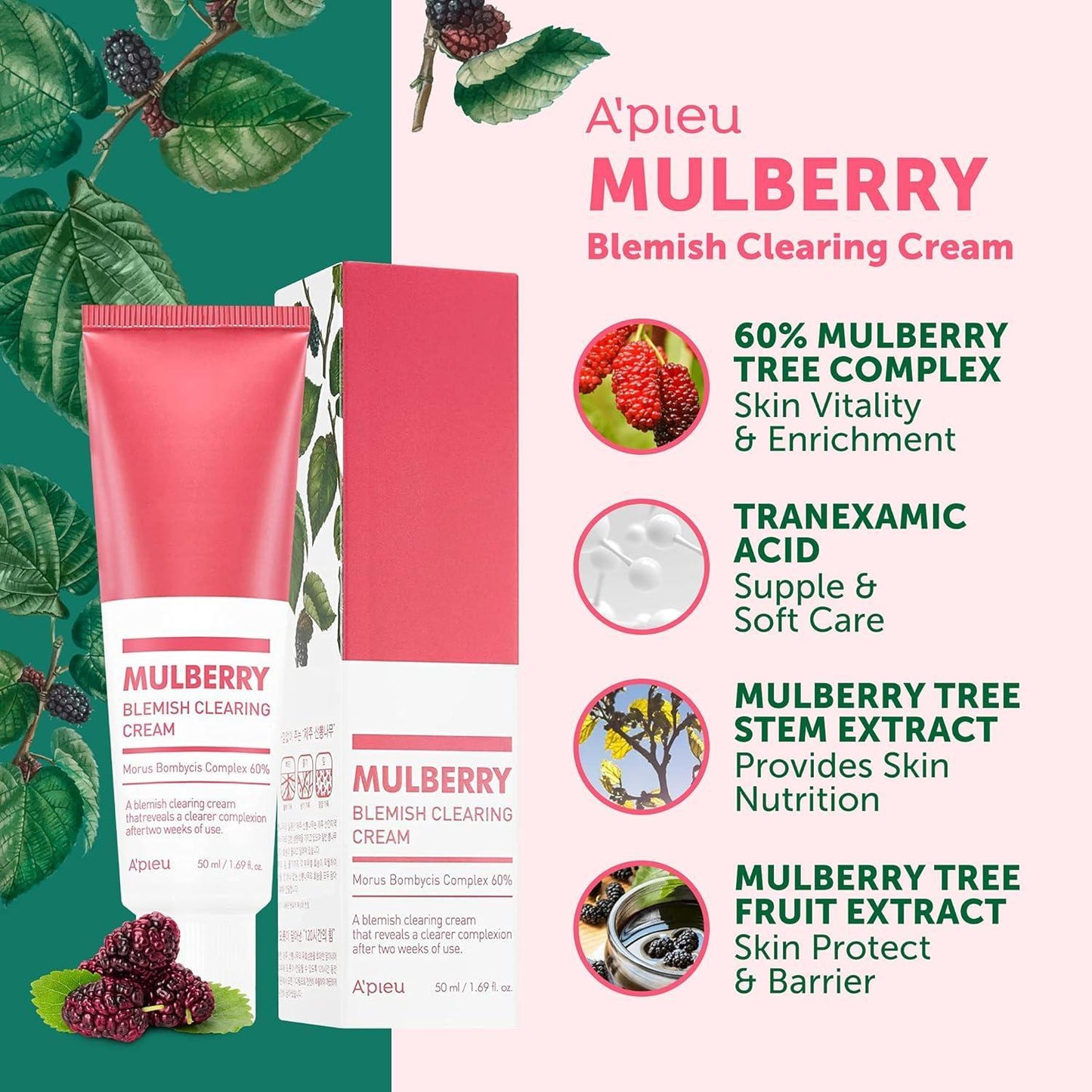 [Apieu] Крем для очищения пор Mulberry Blemish Clearing Cream 50 мл