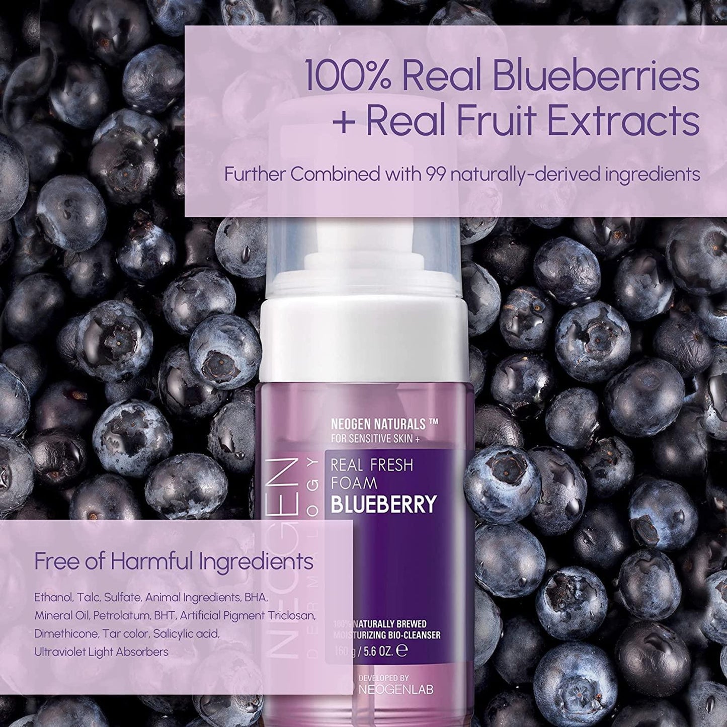 [NeoGen] DERMALOGY REAL FRESH ОЧИЩАЮЩАЯ ПЕНКА ЧЕРНИКА 160 Г