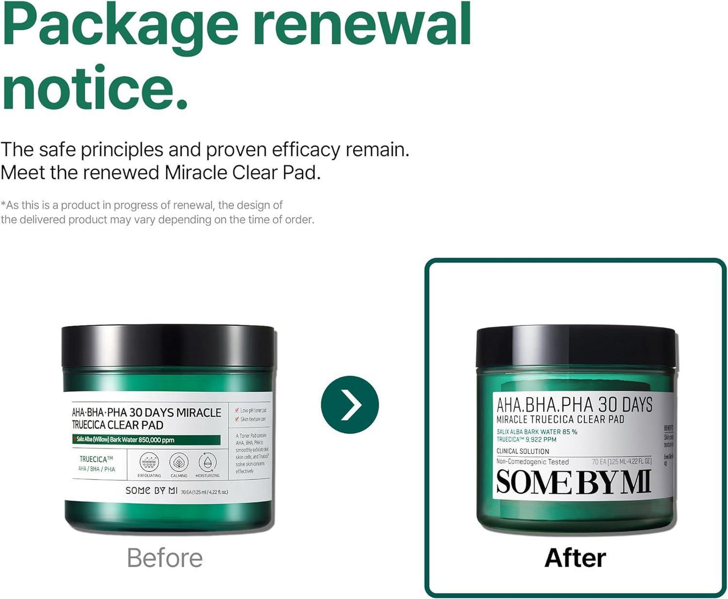 [Somebymi] AHA BHA PHA 30 Days Miracle Truecica Clear Pad 70 шт.