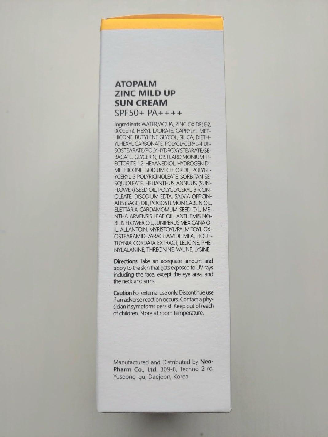 [ATOPALM] Солнцезащитный крем с цинком SPF50+ PA++++ 65 г
